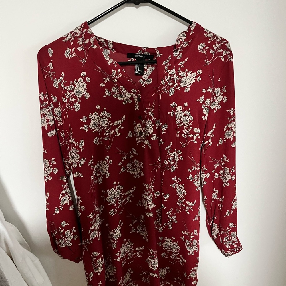 Forever 21 Red Floral Blouse
